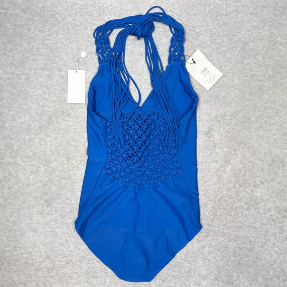 Mikoh Blue Topanga Macrame Halter One Piece Swimsuit Size XS - Picture 5 of 10